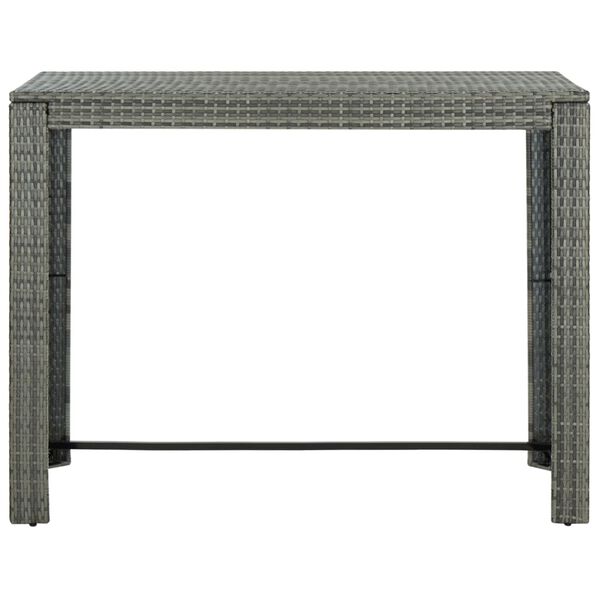 vidaXL Tavolo Bar da Giardino Grigio 140,5x60,5x110,5 cm in Polyrattan