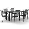 vidaXL Set da Pranzo da Giardino 7 pz Nero Corda di Cotone e Acciaio
