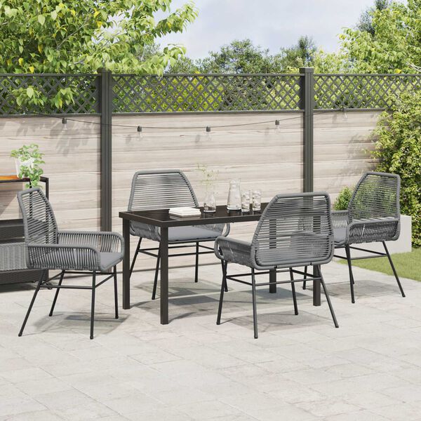 vidaXL Set da Pranzo per Giardino con cuscino 5 pcs Grigio polyrattan