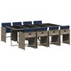 vidaXL Set da pranzo da giardino da 9 pz con Cuscini in Polyrattan Grigio