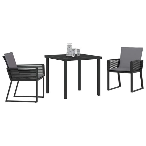 vidaXL Set da Pranzo per Giardino 3 pcs Nero