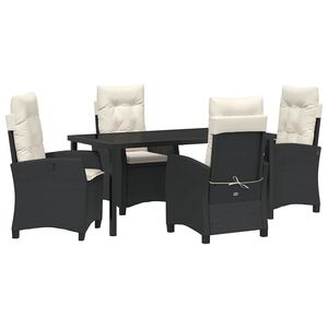 vidaXL Set da Pranzo per Giardino con cuscino 5 pcs Nero polyrattan