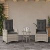 vidaXL Set da Bistr&ograve; 3 pz con Cuscini Grigio Chiaro in Polyrattan