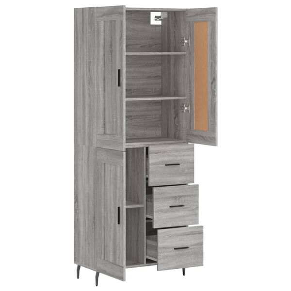 vidaXL Credenza Grigio Sonoma 69,5x34x180 cm in Legno Multistrato