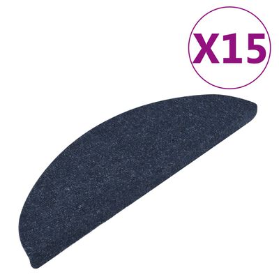 vidaXL Tappeti Adesivi per Scale 15 pz 56x17x3 cm Blu