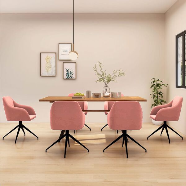 vidaXL Sedie da Pranzo 6 pz Rosa in Velluto