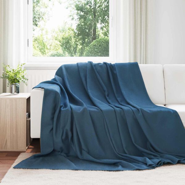 vidaXL Coperte da Pile 6 pcs Blu navy 270 x 240 cm Panno