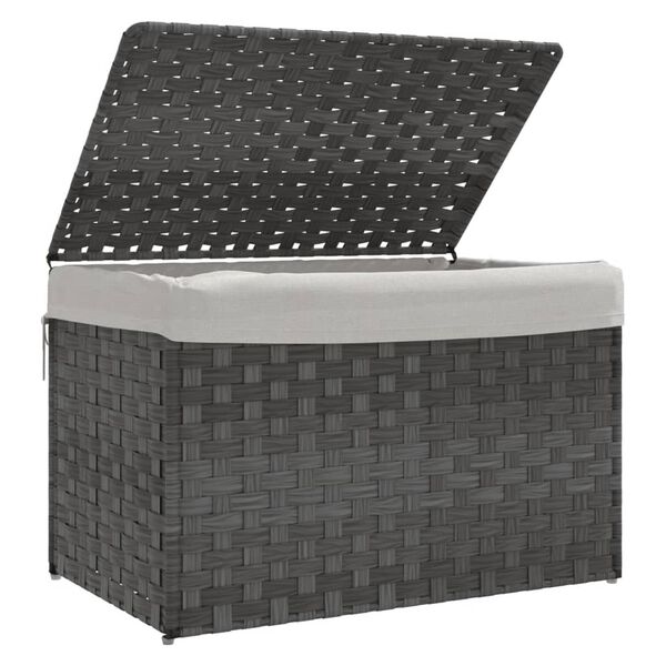 vidaXL Cesto Portabiancheria Coperchio Grigio 55,5x35x34 cm Polyrattan