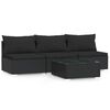 vidaXL Set Divani da Giardino 4 pz con Cuscini in Polyrattan Nero
