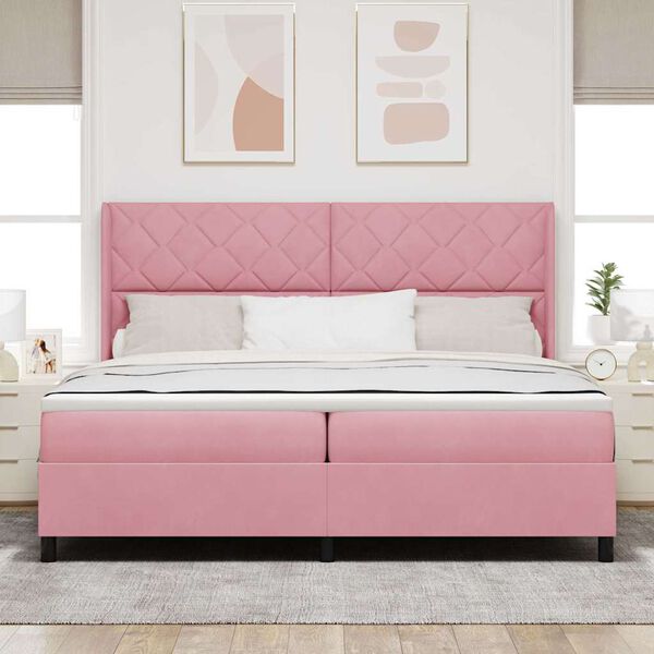 vidaXL Letto a molle con materasso Rosa 200 x 200 cm Velluto