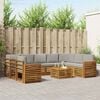 vidaXL Set divani con cuscino 10 pcs Grigio Naturale e Chiaro