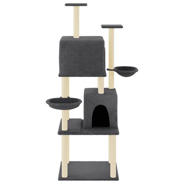 vidaXL Albero per Gatti con Tiragraffi in Sisal Grigio Scuro 180 cm