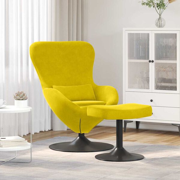 vidaXL Sedia Egg con Pouf Giallo Velluto