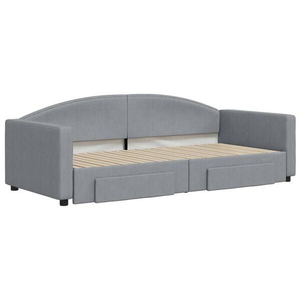 vidaXL Divano Letto Estraibile Cassetti Grigio Chiaro 90x200cm Tessuto