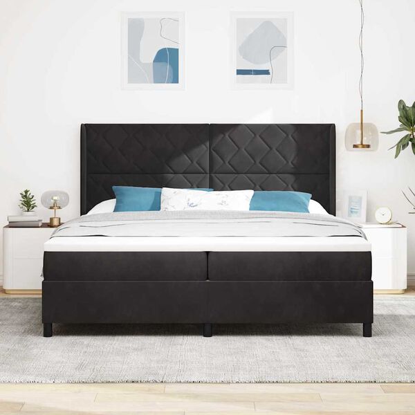 vidaXL Letto a molle con materasso Nero 200 x 200 cm Velluto