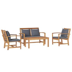 vidaXL Set Divano da Giardino Naturale Legno massello di teak