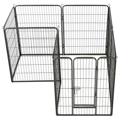 vidaXL Box per Cani con 8 Pannelli in Acciaio 80x100 cm Nero