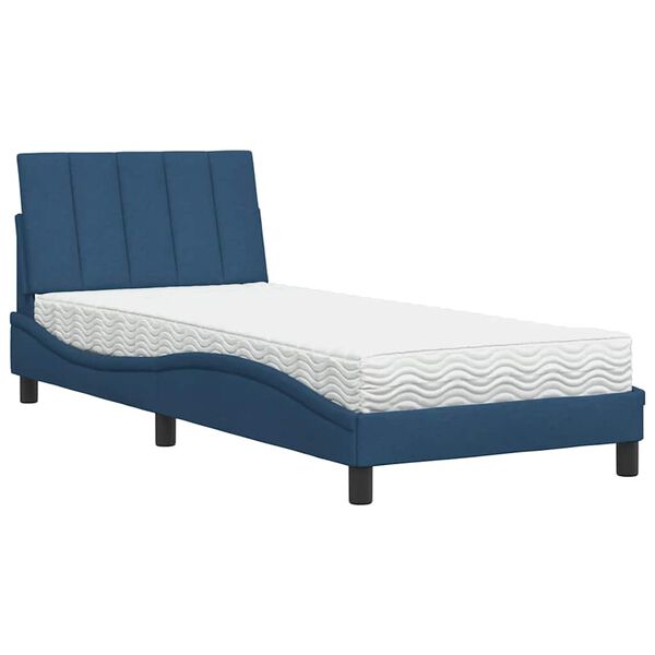 vidaXL Letto con Materasso Hanko Blu 90x190 cm in Tessuto