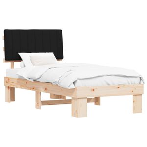 vidaXL Letto con Testiera Rivestita Nero 90 x 190 cm Pino massello