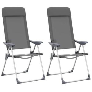 vidaXL Sedie Pieghevoli da Campeggio 2 pz Grigio in Alluminio