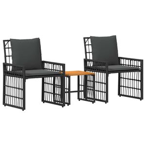 vidaXL Set di Mobili da Esterno 3 pz Nero e Grigio scuro
