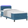 vidaXL Letto a Sorgente LED con led Blu Scuro 90 x 190 cm Velluto