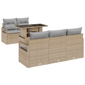 vidaXL Set Divano da Giardino con cuscino 6 pcs Beige Poly Rattan