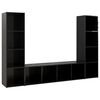 vidaXL Mobili TV 3 pz Nero Lucido 142,5x35x36,5 cm Legno Multistrato