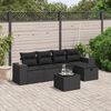 vidaXL Set Divano da Giardino 6 pz con Cuscini Nero in Polyrattan