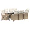 vidaXL Set da Pranzo per Giardino con cuscino 9 pcs Beige polyrattan