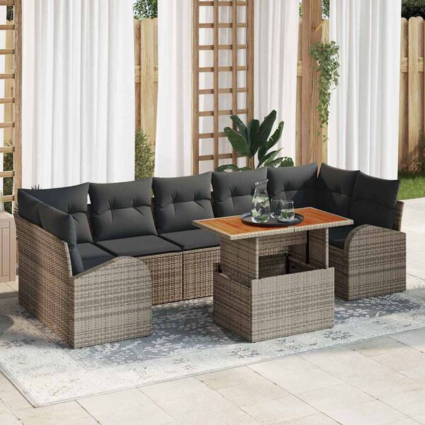 vidaXL Set Divano da Giardino con cuscino 8 pcs Grigio