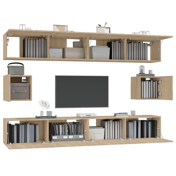 vidaXL Set di Mobili Porta TV 6 pz Rovere Sonoma in Legno Multistrato