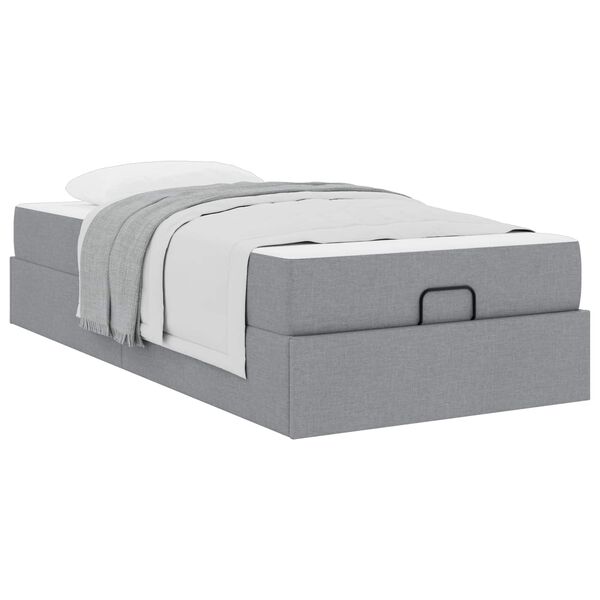 vidaXL Struttura letto con materasso 2 pcs Grigio chiaro Tessuto