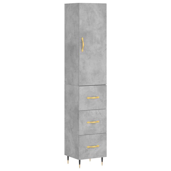 vidaXL Credenza Grigio Cemento 34,5x34x180 cm in Legno Multistrato