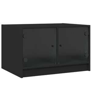 vidaXL Tavolino da Salotto con Ante in Vetro Nero 68x50x42 cm