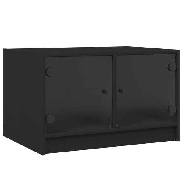 vidaXL Tavolino da Salotto con Ante in Vetro Nero 68x50x42 cm