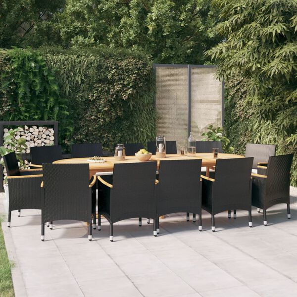 vidaXL Set da Pranzo per Giardino 13 pz con Cuscini Nero