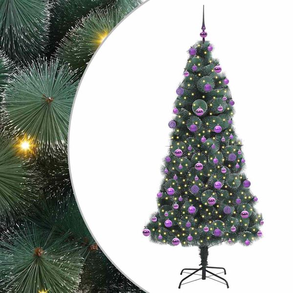 vidaXL Albero di Natale artificiale pre-illuminato con set di palline