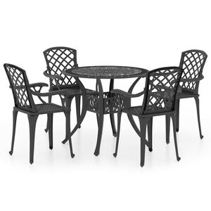 vidaXL Set da Bistrot 5 pz in Alluminio Pressofuso Nero