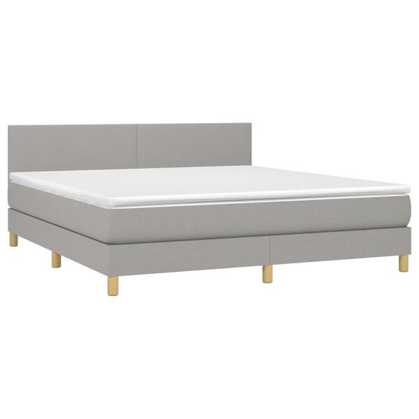 vidaXL Letto a Molle Materasso e LED Grigio Chiaro 160x200 cm Tessuto