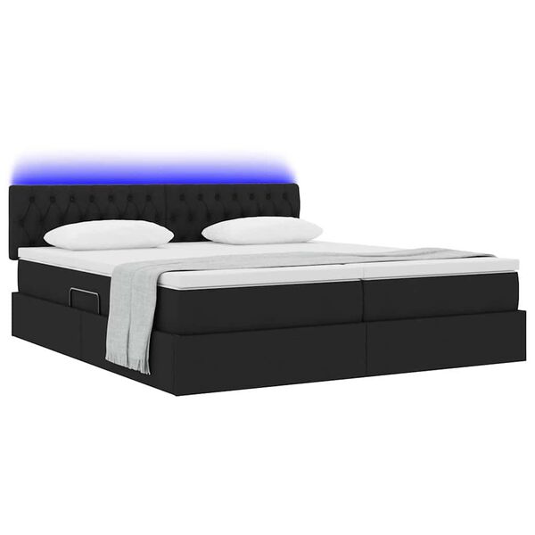 vidaXL Letto con luci a strisce a LED Nero 180 x 200 cm Tessuto