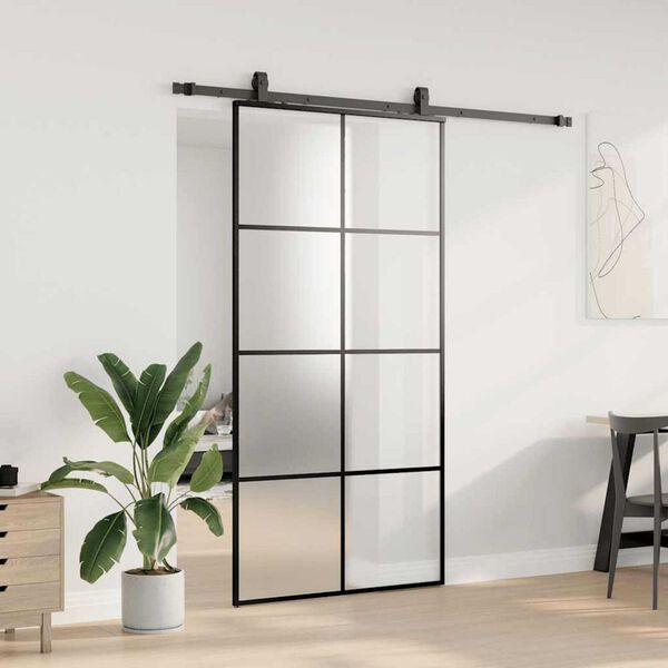 vidaXL Porta Scorrevole con Ferramenta Nera 102,5x205 cm in Vetro ESG