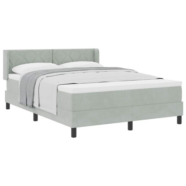 vidaXL Letto a molle con materasso Grigio chiaro 200 x 140 cm Velluto