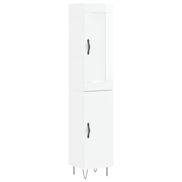 vidaXL Credenza 34,5x34x180 cm in Legno Multistrato Bianco Lucido