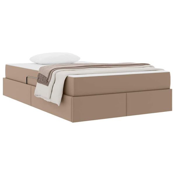 vidaXL Letto con contenitore e materasso 2 pcs Cappuccino Pelle