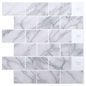 vidaXL Piastrella subway 10 pz Marmo Bianco 30 x 30 cm