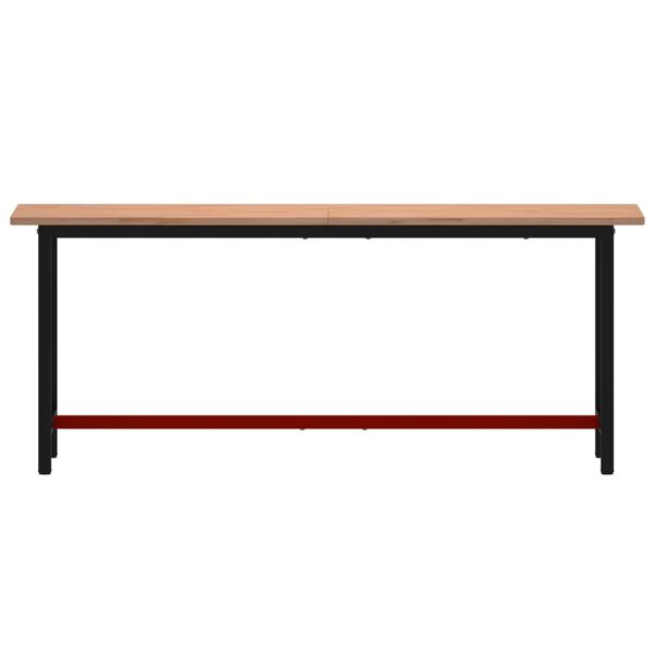 vidaXL Banco da Lavoro 200x55x81,5 cm Legno Massello Faggio e Metallo