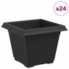 vidaXL Vaso quadrato per fiori 24 pz Nero 33 x 33 x 26 cm Plastica