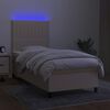 vidaXL Letto a Molle con Materasso e LED Crema 90x190 cm in Tessuto