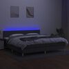 vidaXL Letto a Molle Materasso e LED Grigio Scuro 200x200cm in Tessuto